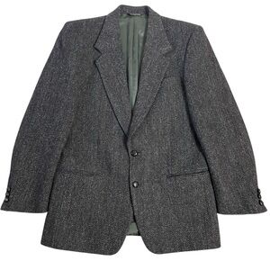Harris Tweed Blazer Mens Size 40R Gray Red Line Slim Fit Sport Jacket